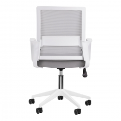 Ergonomiczny Fotel Biurowy QS-11, Biało-Szary, Wyprofilowane Oparcie i Siedzisko